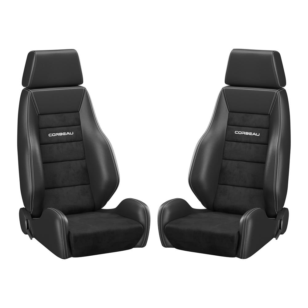 Mustang Corbeau GTS 2 Seat Pair Black Leather/Black Microsuede Inserts