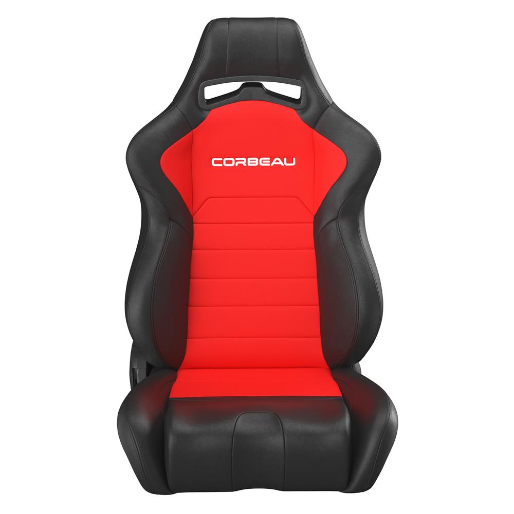 Mustang Corbeau LG1 Cloth Seat Pair - Black w/ Red Insert