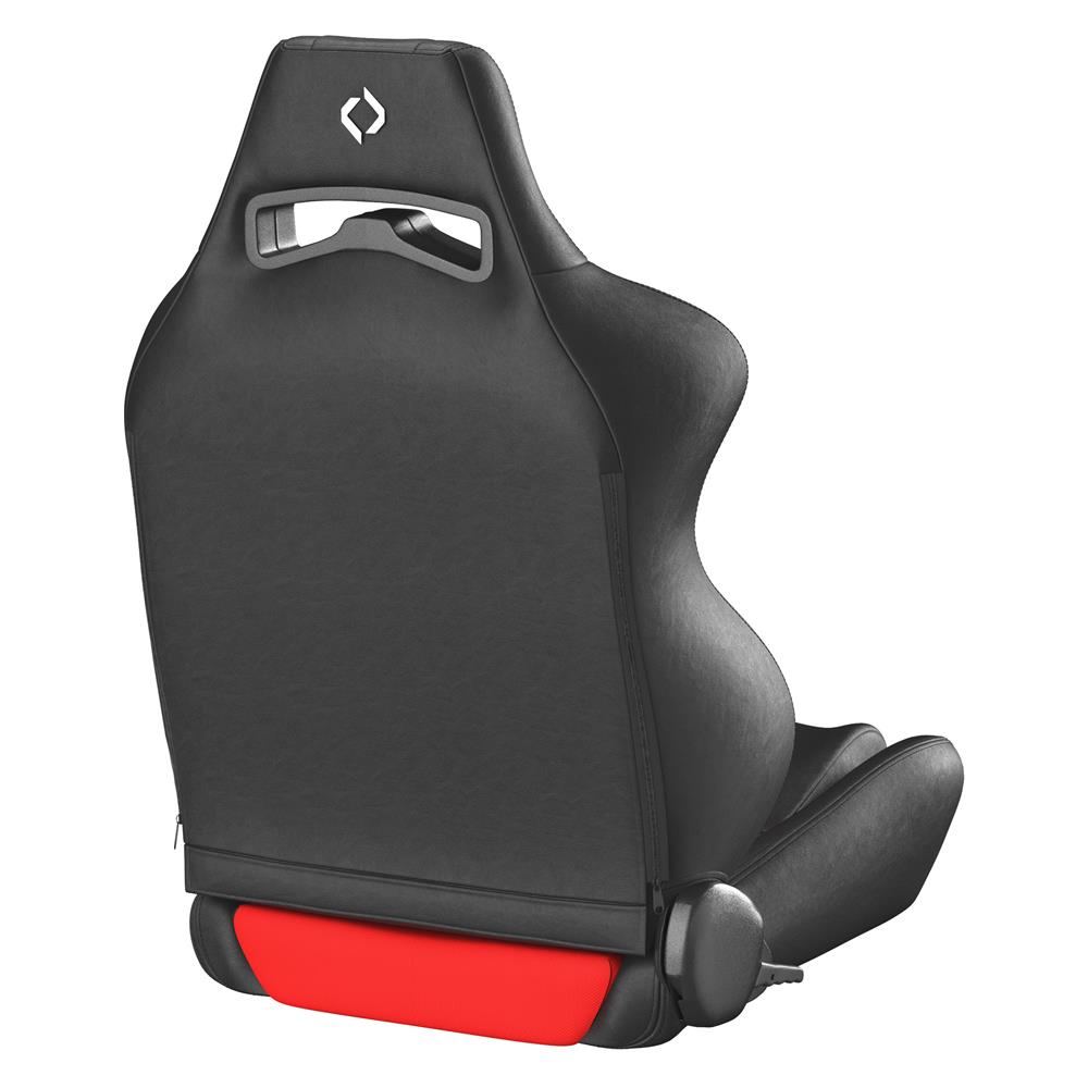 Mustang Corbeau LG1 Cloth Seat Pair - Black w/ Red Insert