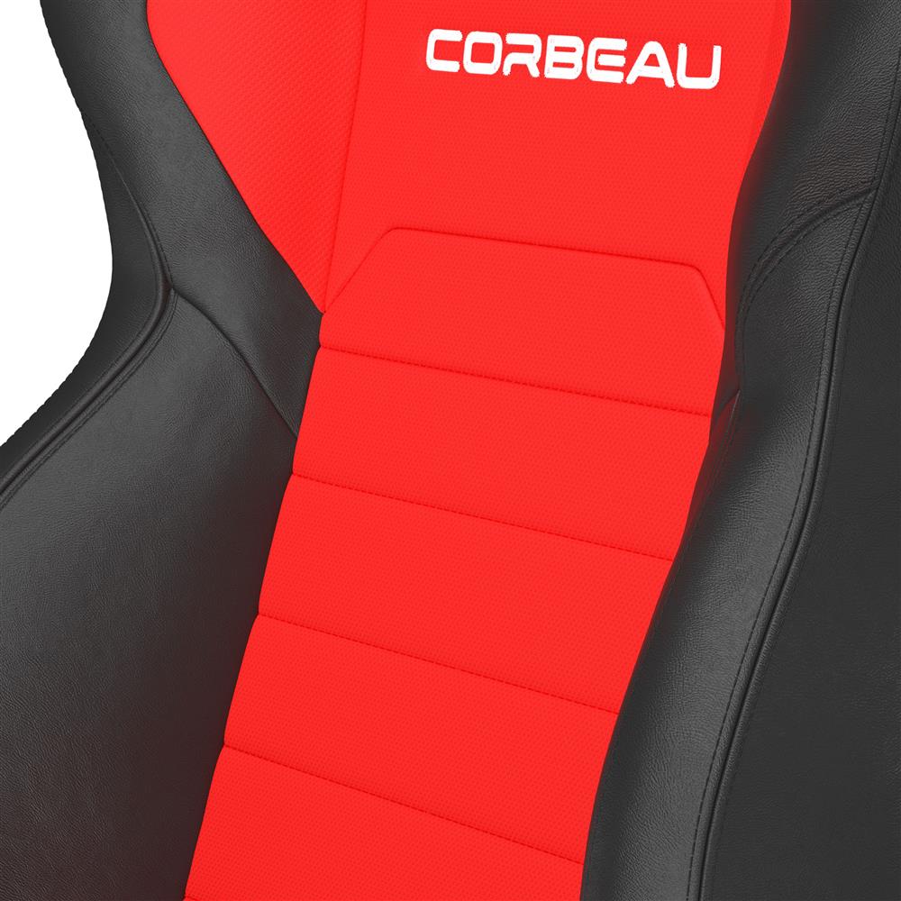Mustang Corbeau LG1 Cloth Seat Pair - Black w/ Red Insert