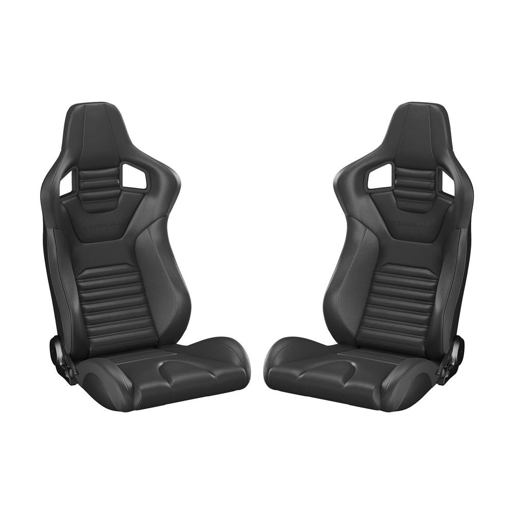 Mustang Corbeau Sportline RRS Racing Seat Pair  - Black Vinyl/Carbon Fiber Pattern