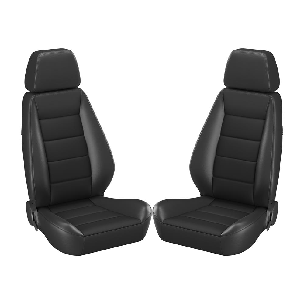Black Corbeau Vinyl Sport Seat Pair - Cloth Insert