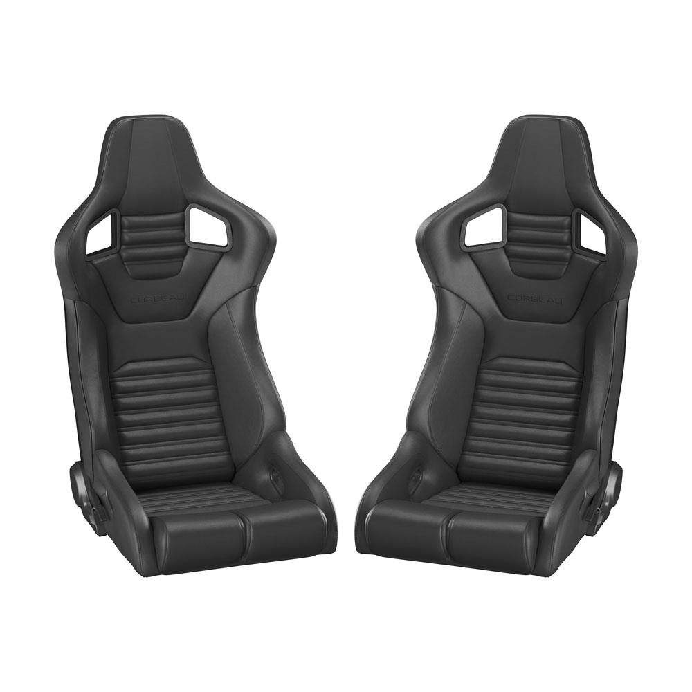 Corbeau Sportline RRB Reclining Seat Pair  - Black Vinyl/Carbon Vinyl