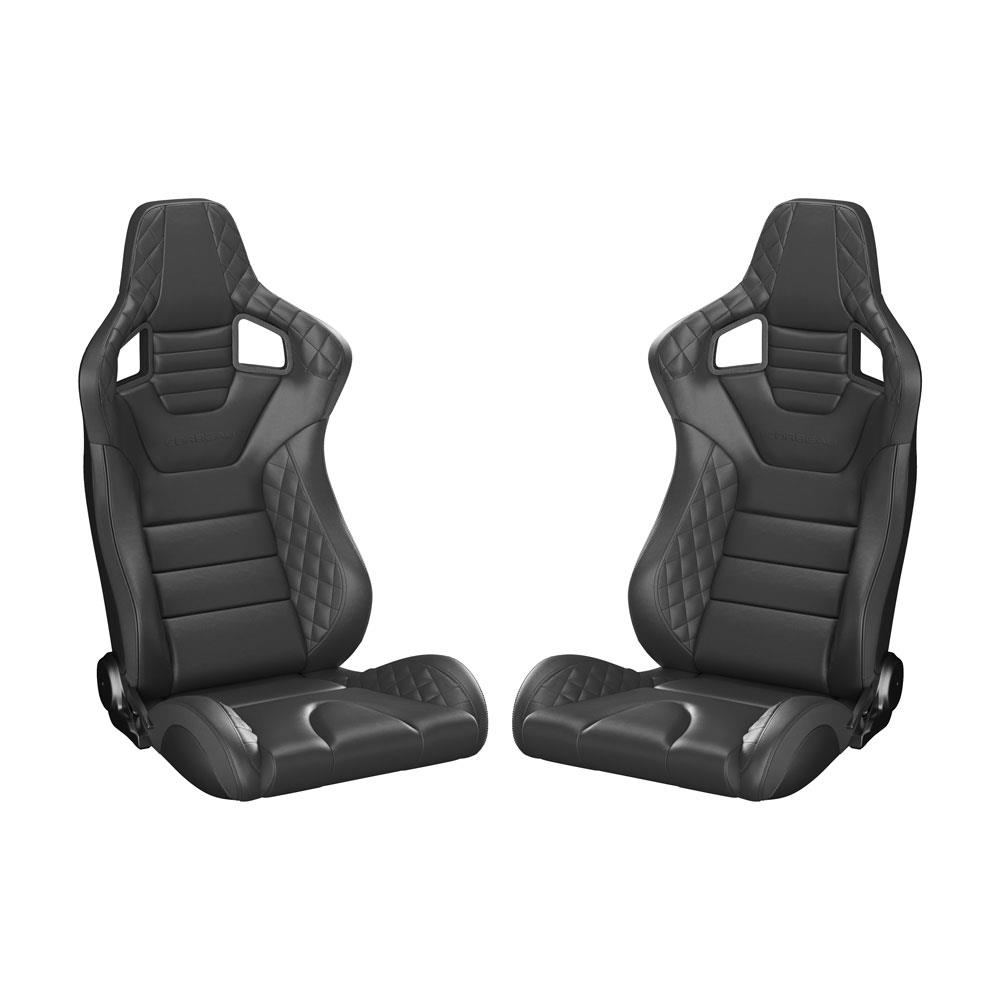 Corbeau Sportline RRS Racing Seat Pair  - Black Vinyl Diamond/Black Stitching