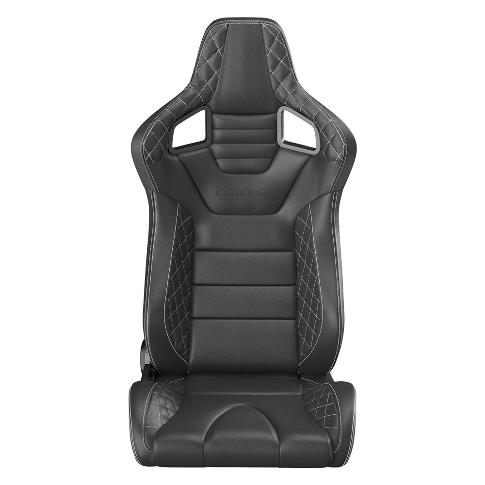 Corbeau Sportline RRS Racing Seat Pair  - Black Vinyl Diamond/White Stitching