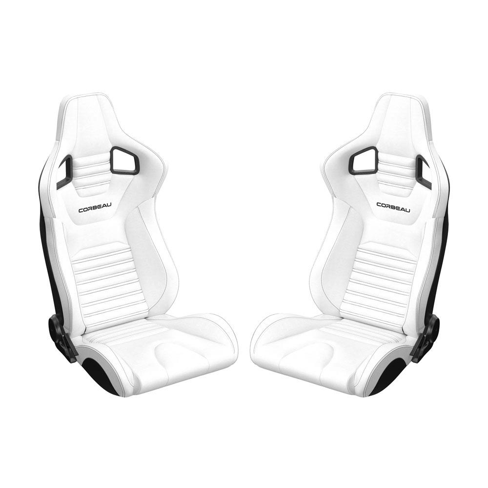 Corbeau Sportline RRS Racing Seat Pair  - White Vinyl/Black Stitching 
