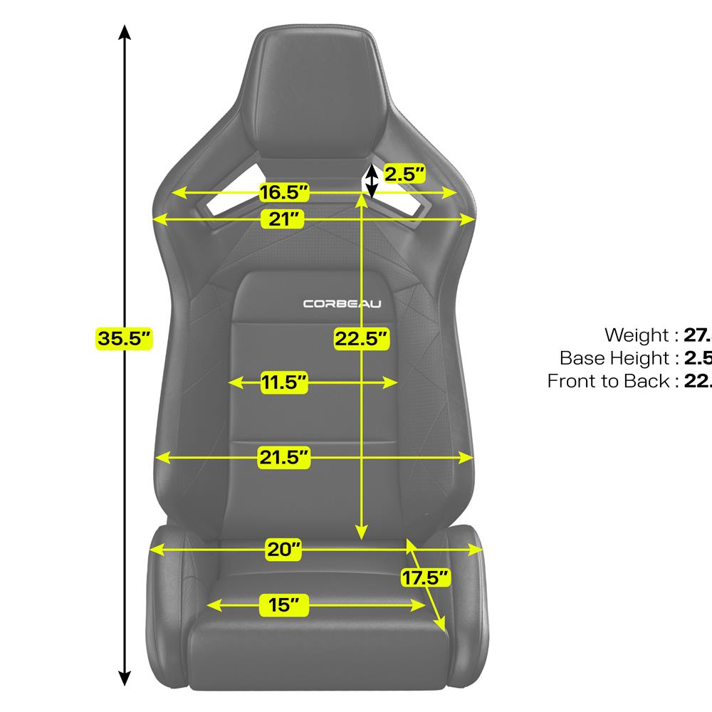 Corbeau Sportline RRX Reclining Seat - Black W/ Gray Insert