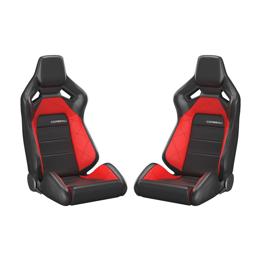 Corbeau Sportline RRX Reclining Seat - Black W/ Red Insert