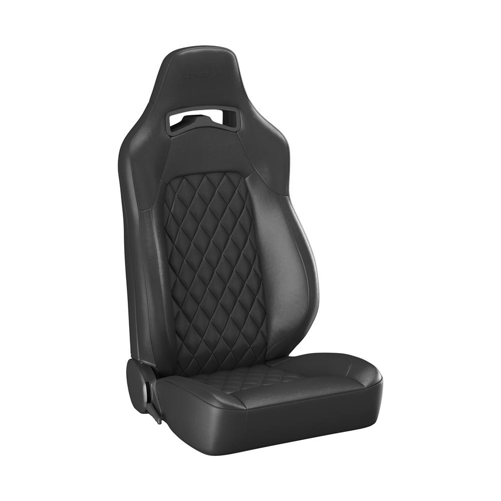 Corbeau Trailcat Seat Pair - Diamond Pattern  - Black Vinyl w/ Black Stitching