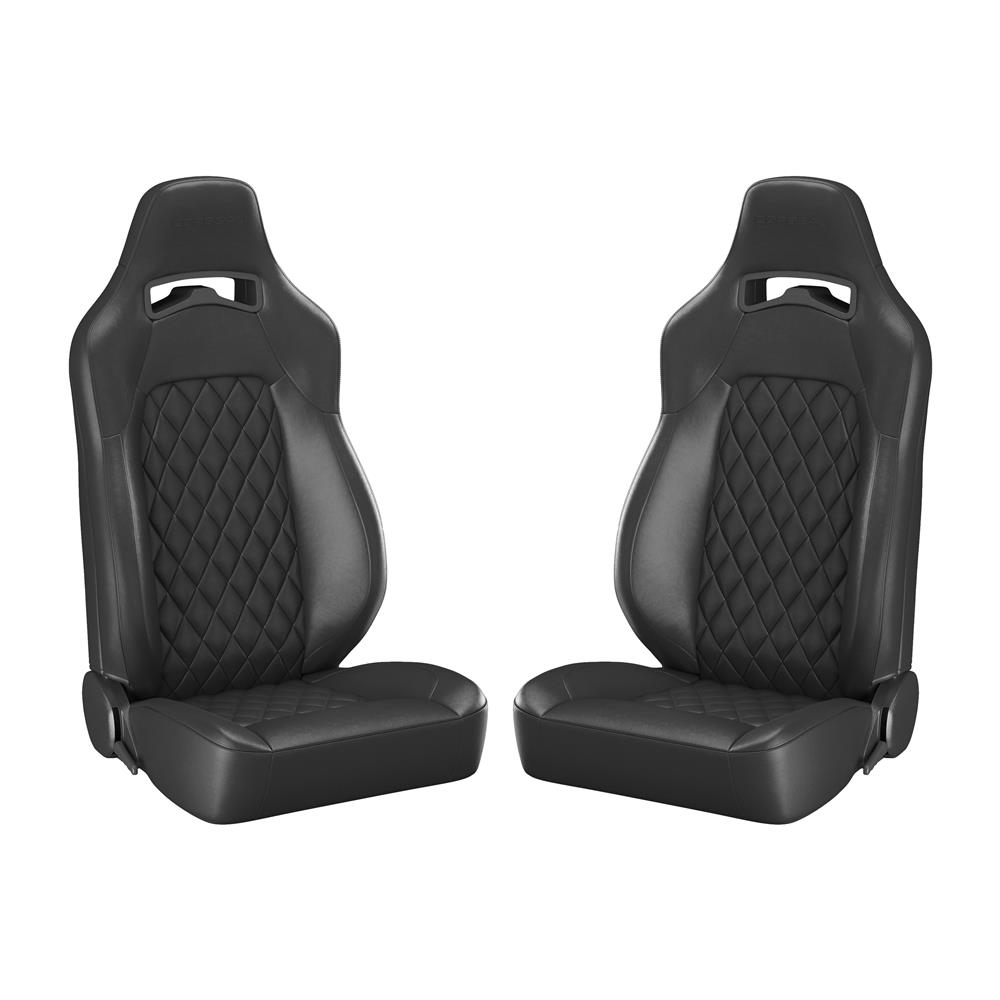 Corbeau Trailcat Seat Pair - Diamond Pattern  - Black Vinyl w/ Black Stitching