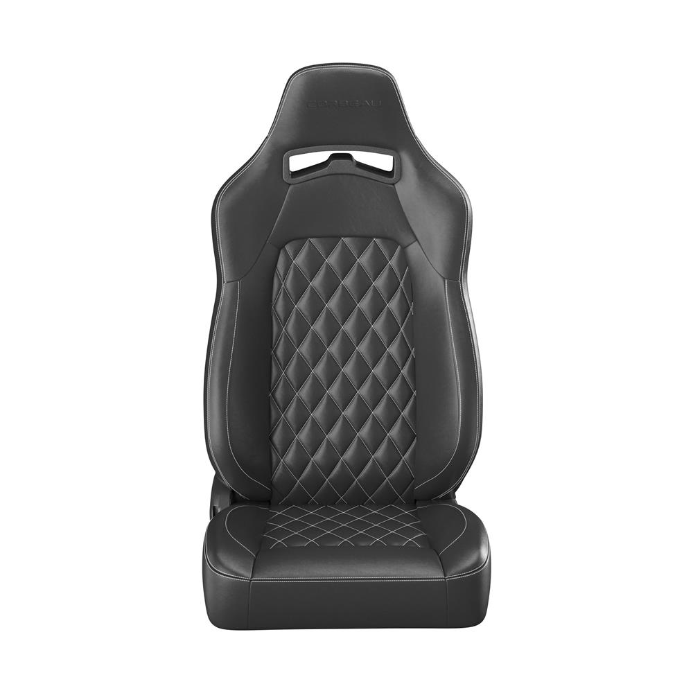 Corbeau Trailcat Seat Pair - Diamond Pattern  - Black Vinyl w/ White Stitching