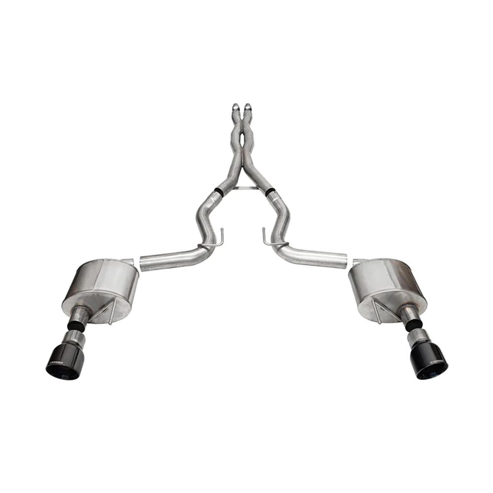 2024-26 Mustang Corsa Xtreme 3" Cat Back Exhaust  - Black Slash Cut Tips GT
