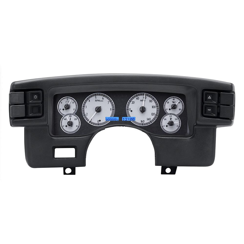 1990-93 Mustang Dakota Digital VHX Digital Gauge Cluster  - Alloy Face w/ Blue Backlighting