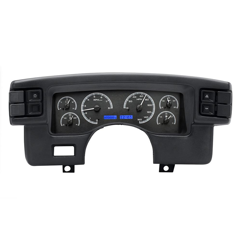 1990-93 Mustang Dakota Digital VHX Digital Gauge Cluster  - Black Alloy w/ Blue Backlighting
