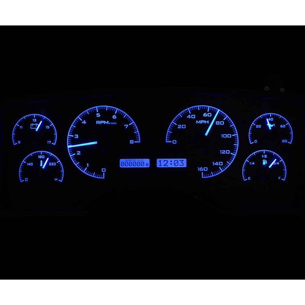 1990-93 Mustang Dakota Digital VHX Digital Gauge Cluster  - Black Alloy w/ Blue Backlighting