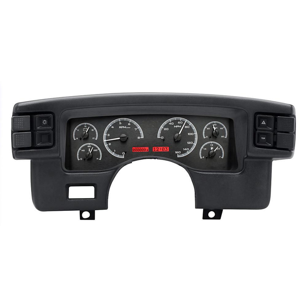 1990-93 Mustang Dakota Digital VHX Digital Instrument Cluster  - Black Alloy w/ Red Backlighting