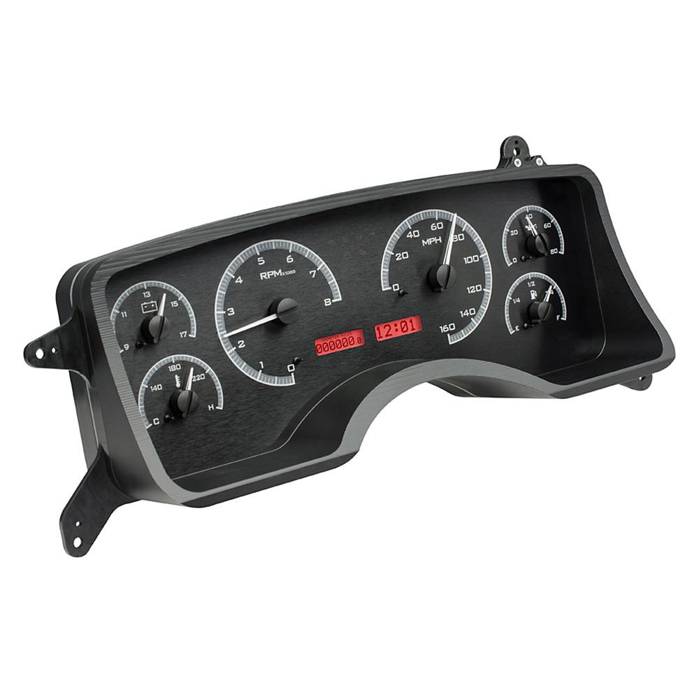 1990-93 Mustang Dakota Digital VHX Digital Instrument Cluster  - Black Alloy w/ Red Backlighting