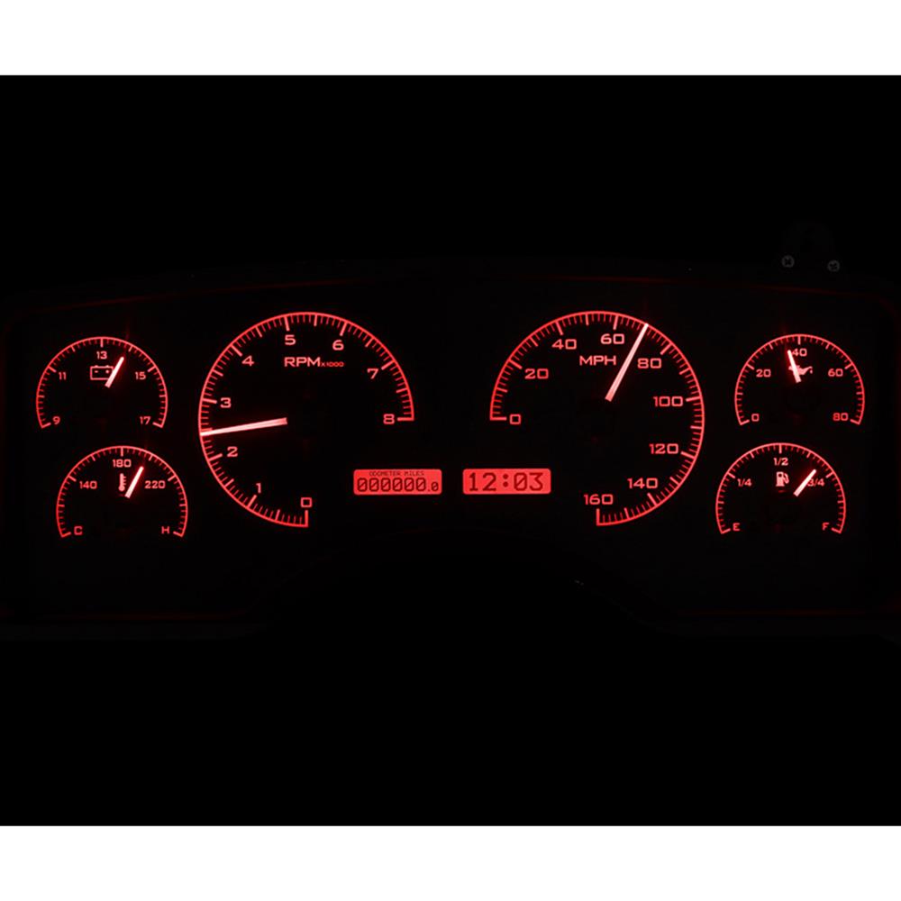 1990-93 Mustang Dakota Digital VHX Digital Instrument Cluster  - Black Alloy w/ Red Backlighting