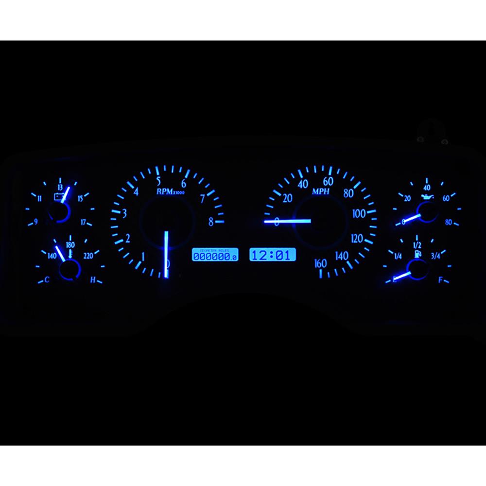 1990-1993 Mustang Dakota Digital VHX Digital Instrument Cluster - Carbon Blue Face/Blue Backlighting
