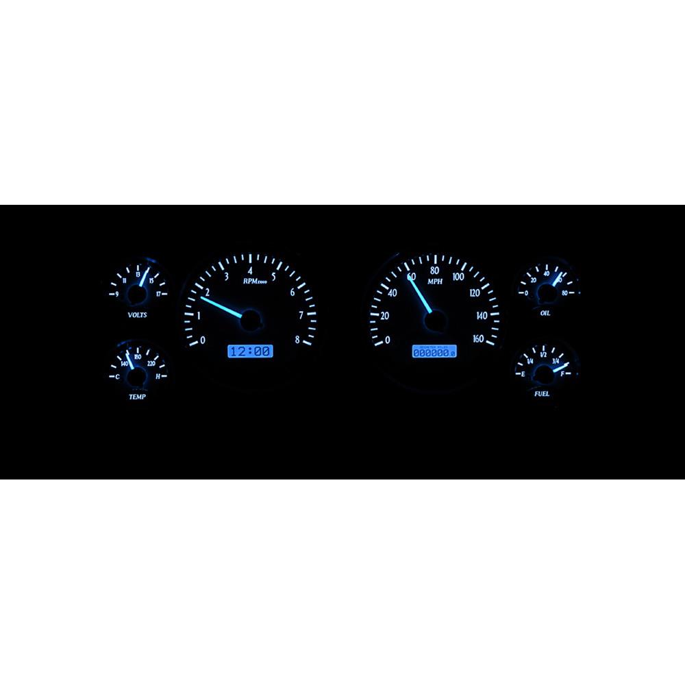1979-1986 Mustang Dakota Digital VHX Digital Instrument Cluster - Carbon Face w/ Blue Backlighting