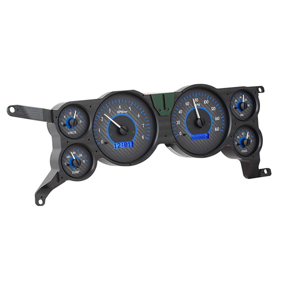 1979-1986 Mustang Dakota Digital VHX Digital Instrument Cluster - Carbon Face w/ Blue Backlighting