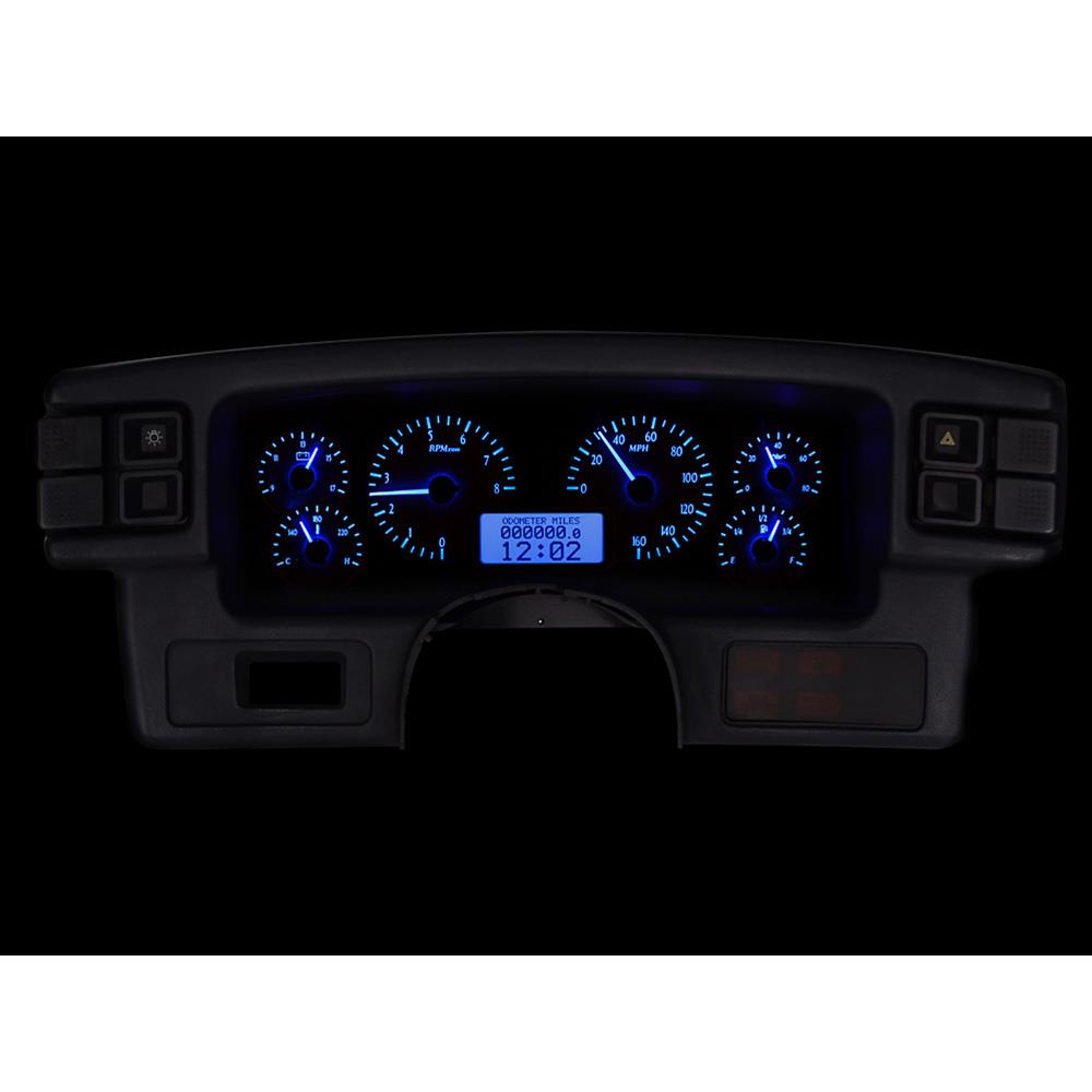 1987-1989 Mustang Dakota Digital VHX Digital Instrument Cluster - Carbon Face w/ Blue Backlighting