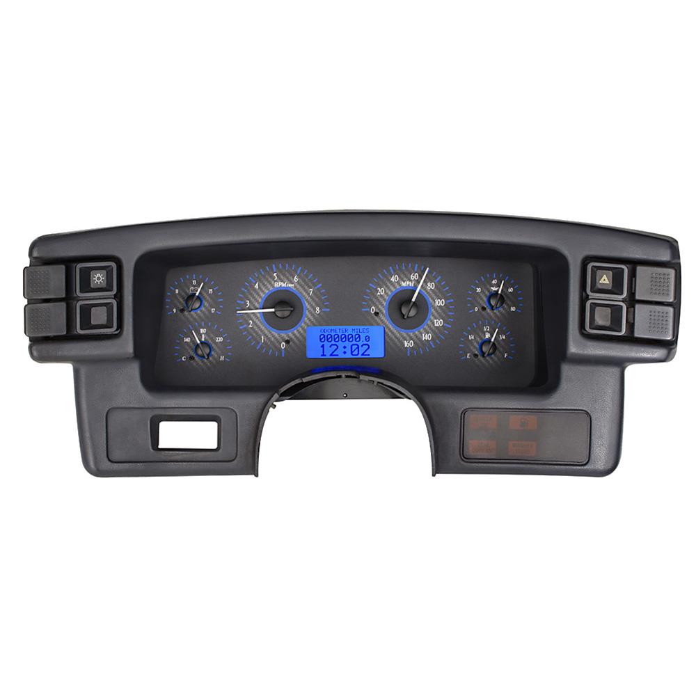 1987-1989 Mustang Dakota Digital VHX Digital Instrument Cluster - Carbon Face w/ Blue Backlighting
