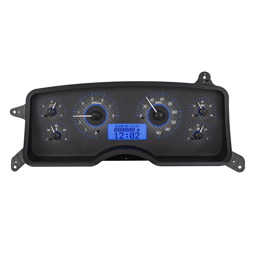 1987-1989 Mustang Dakota Digital VHX Digital Instrument Cluster - Carbon Face w/ Blue Backlighting