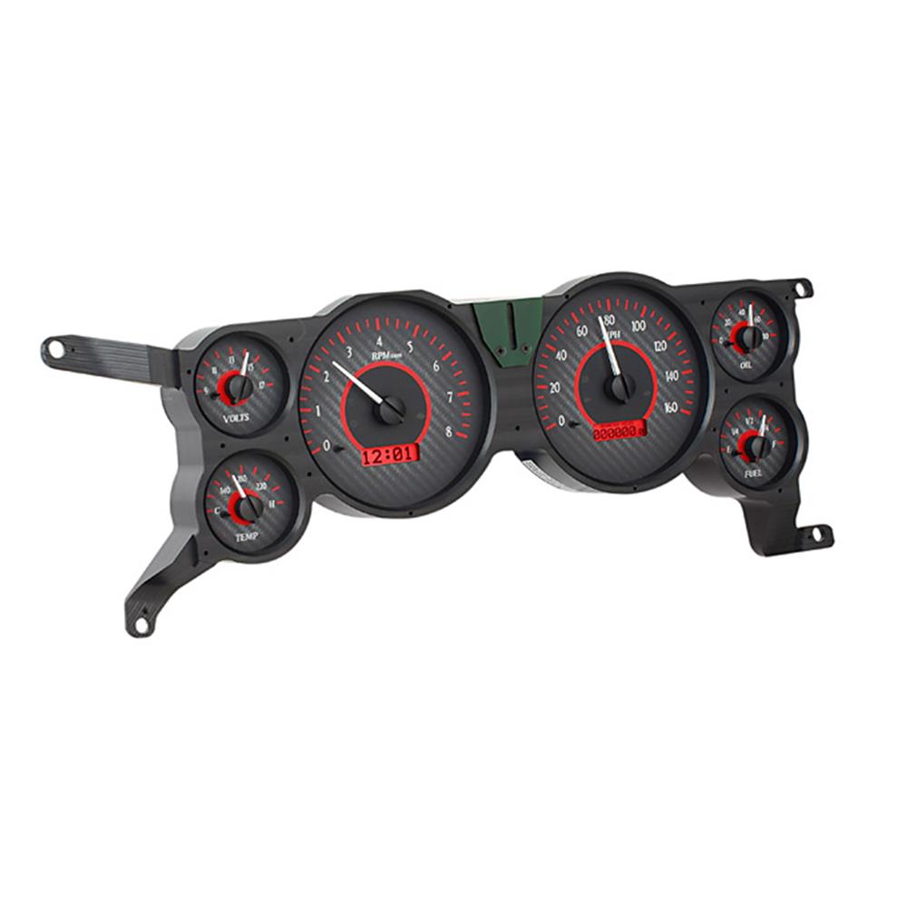 1979-86 Mustang Dakota Digital VHX Digital Instrument Cluster  - Carbon Face w/ Red Backlighting