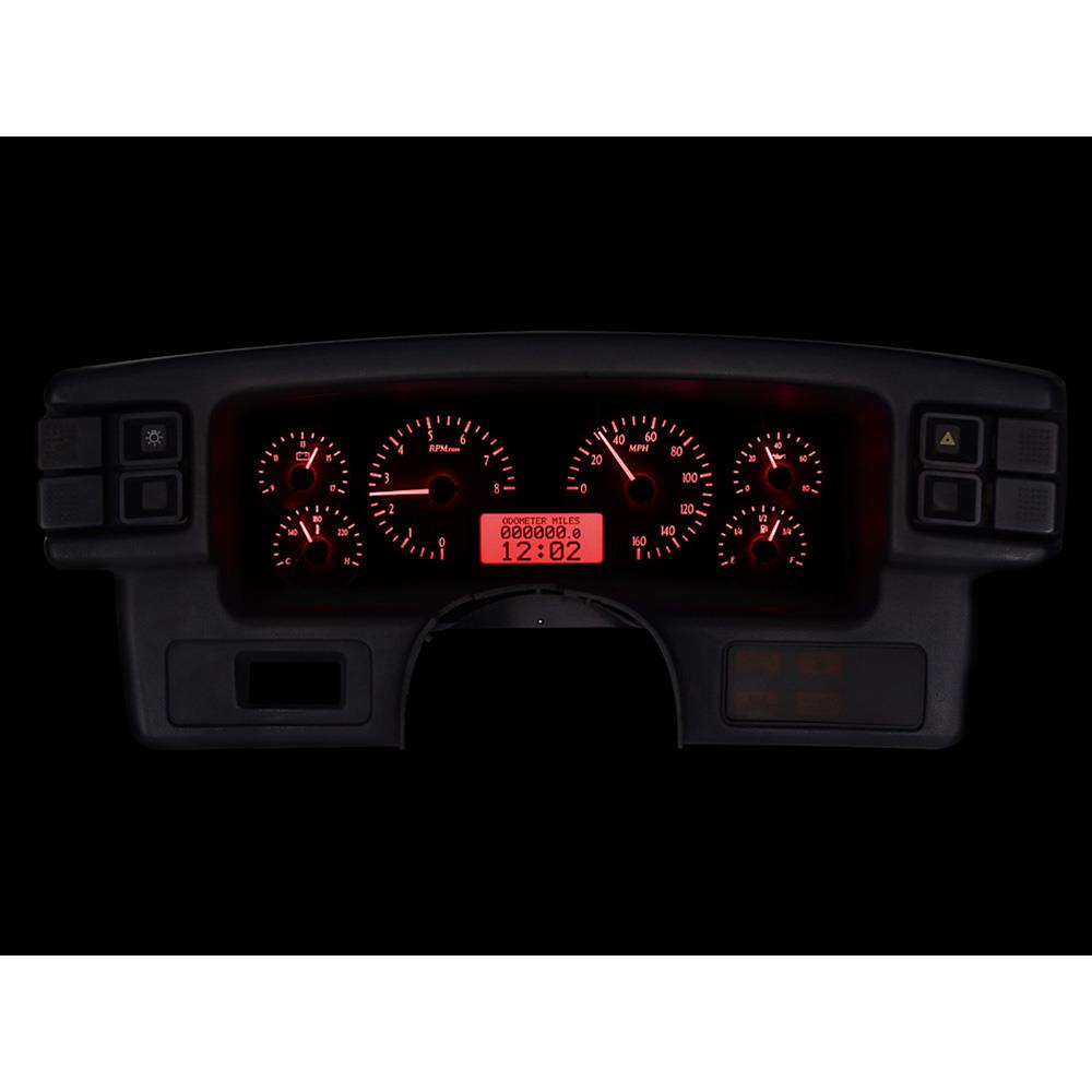 1987-89 Mustang Dakota Digital VHX Digital Gauge Cluster  - Carbon Face w/ Red Backlighting
