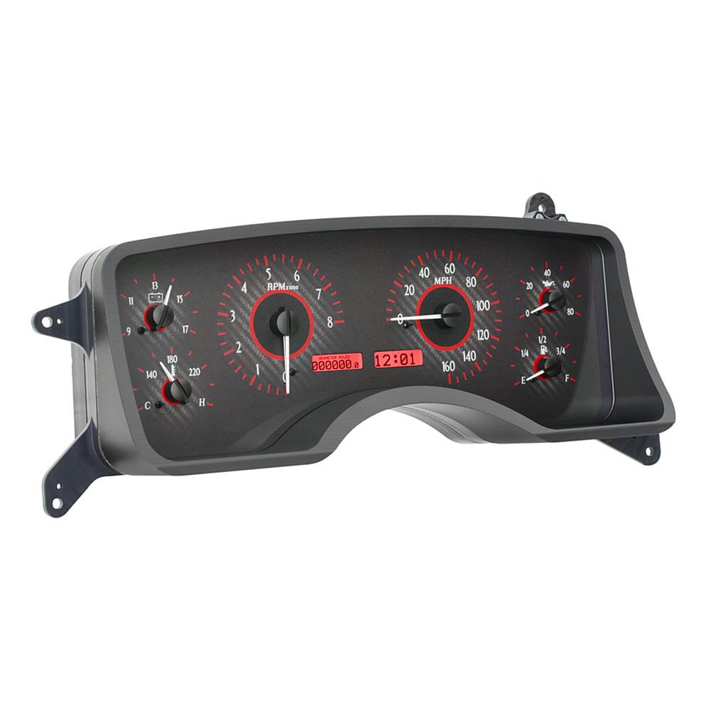 1990-93 Mustang Dakota Digital VHX Digital Instrument Cluster  - Carbon Face w/ Red Backlighting