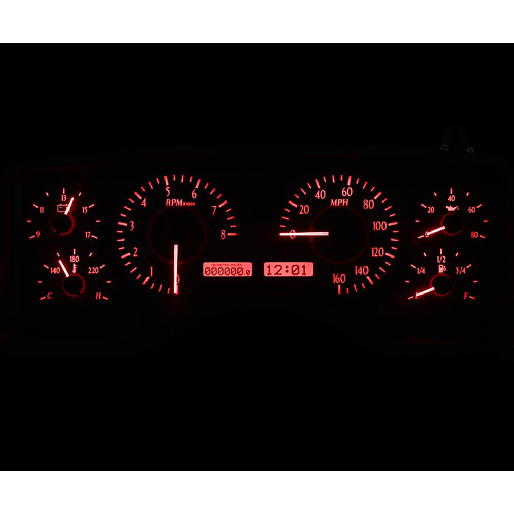 1990-93 Mustang Dakota Digital VHX Digital Instrument Cluster  - Carbon Face w/ Red Backlighting