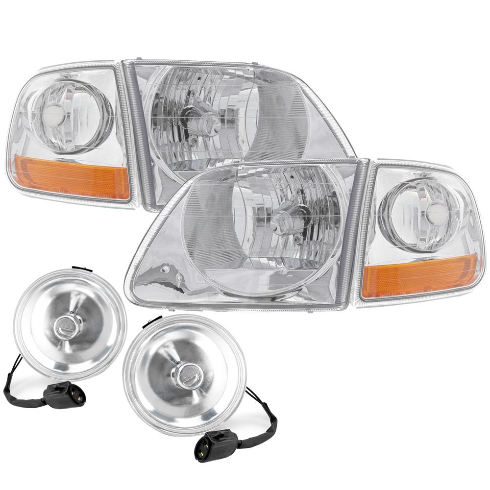 1999-00 F-150 SVT Lightning 01-04 Style Headlight & Fog Light Kit  - Clear Lens