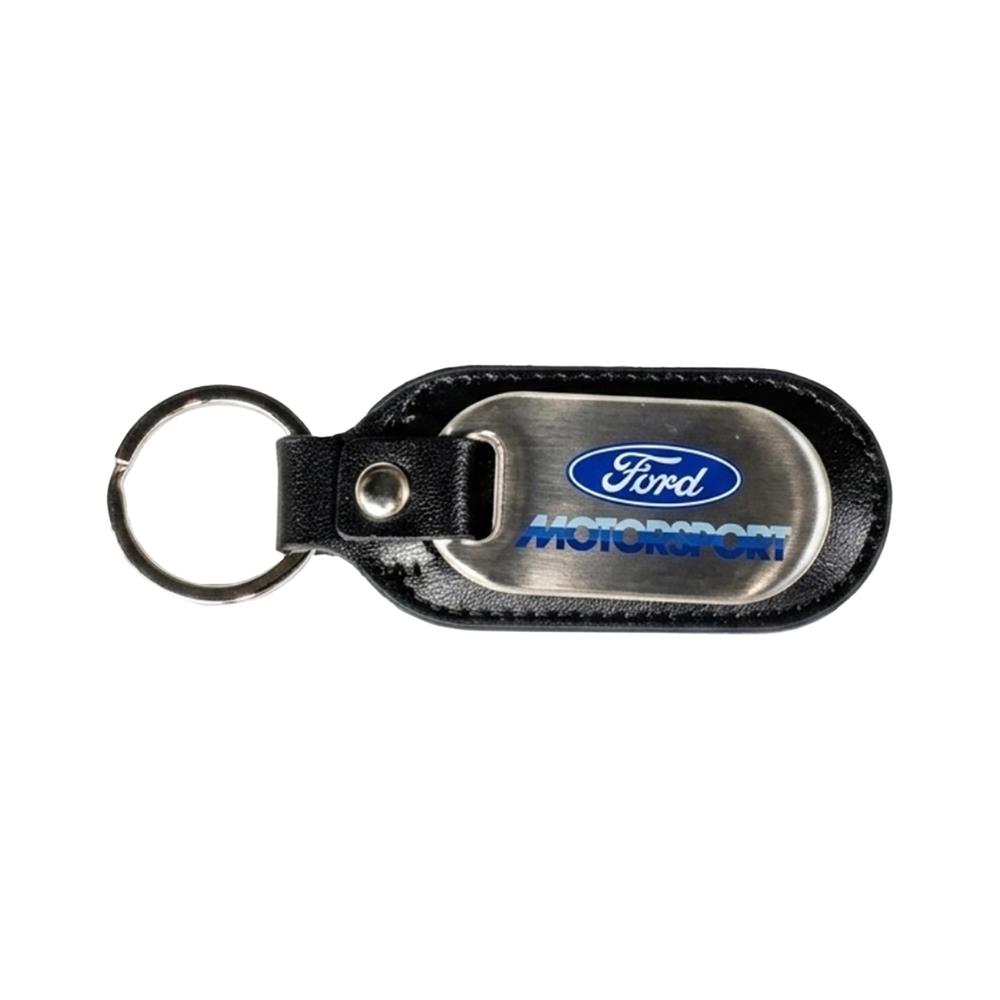 Ford Motorsport Stainless Steel & Leather Keychain