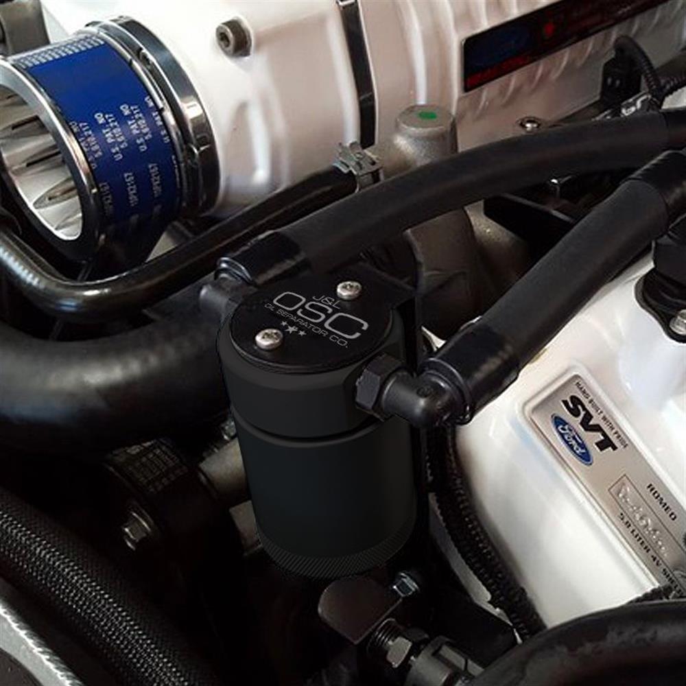 2007-2014 Mustang J&L 3.0 Oil Separator Driver Side - Black - GT500