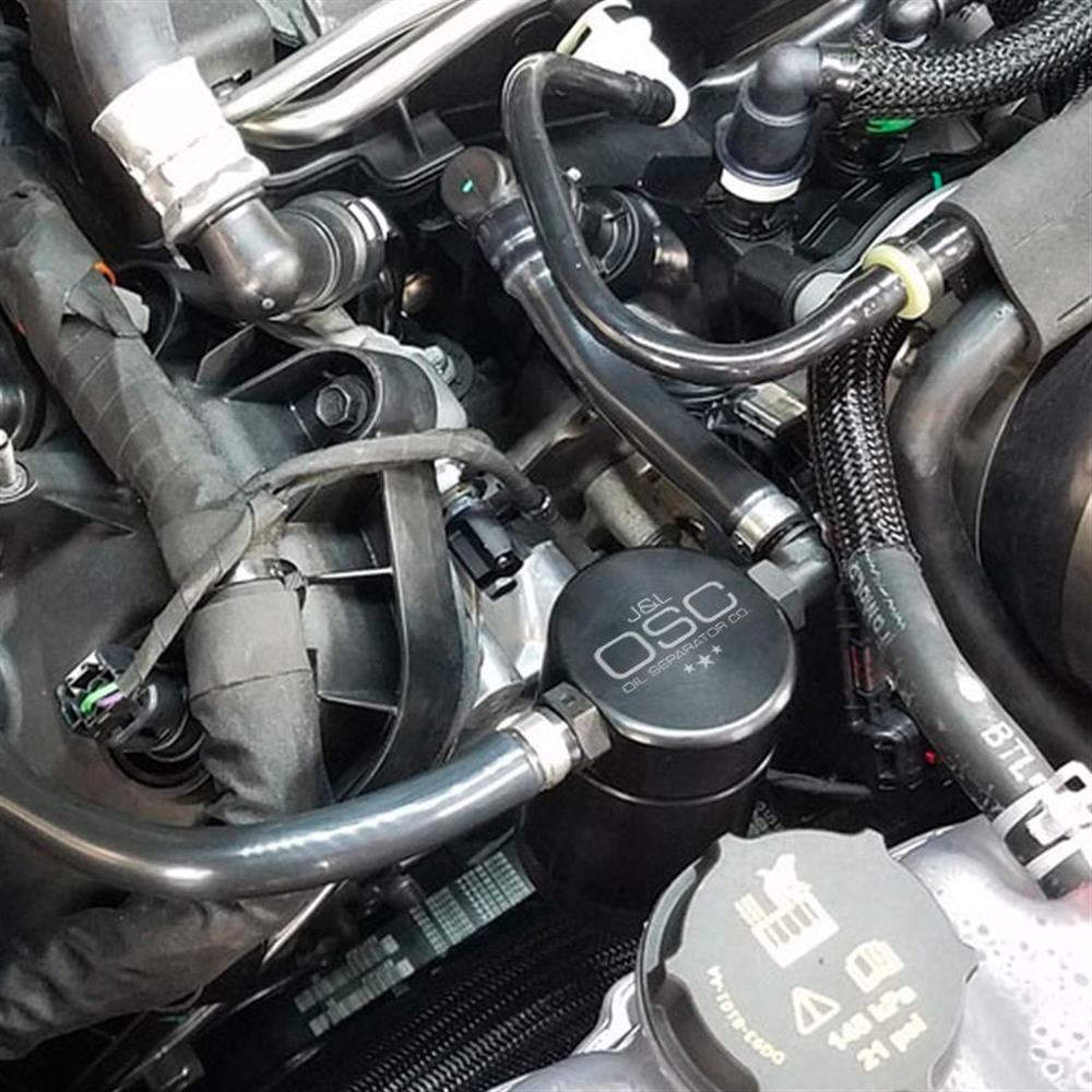 2018-23 Mustang J&L 3.0 Oil Separator Passenger Side  - Black GT/Bullitt/Mach 1