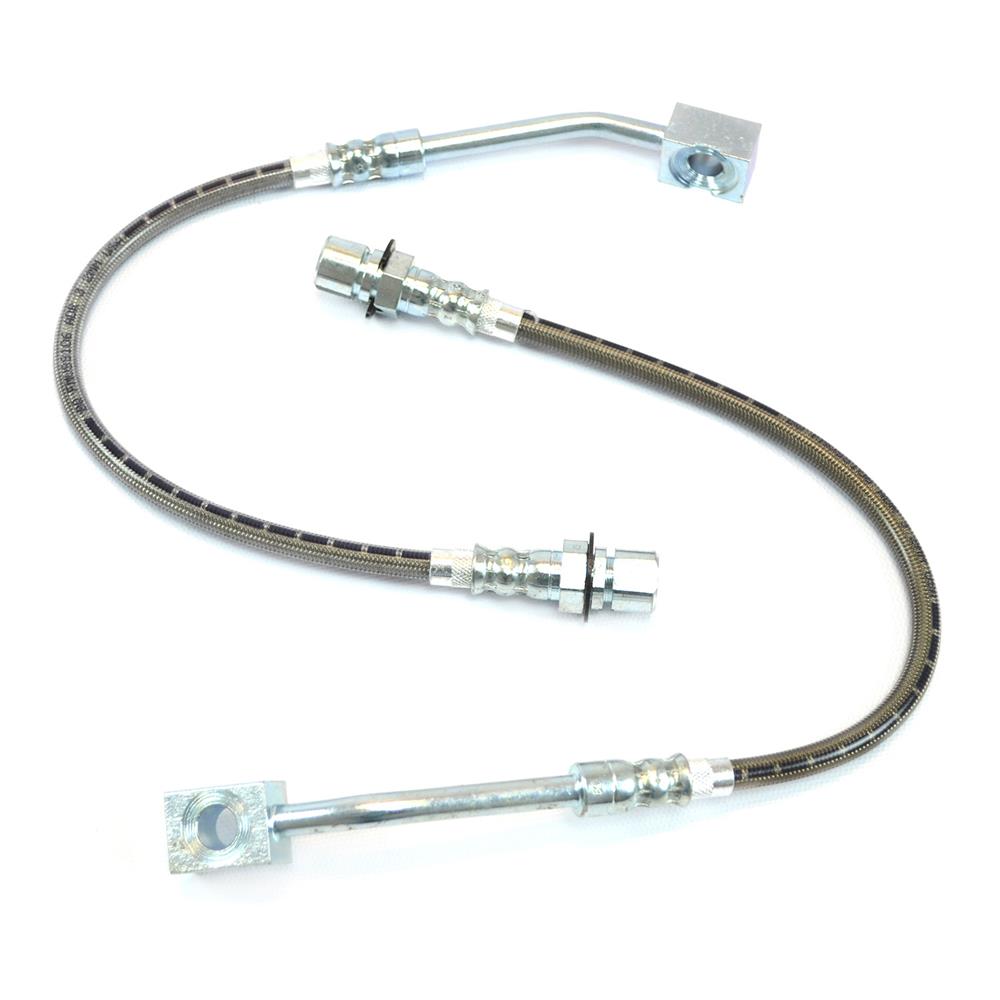 1987-1993 Mustang J&M Front Stainless Steel Brake Hoses - 94-04 Twin Piston Calipers