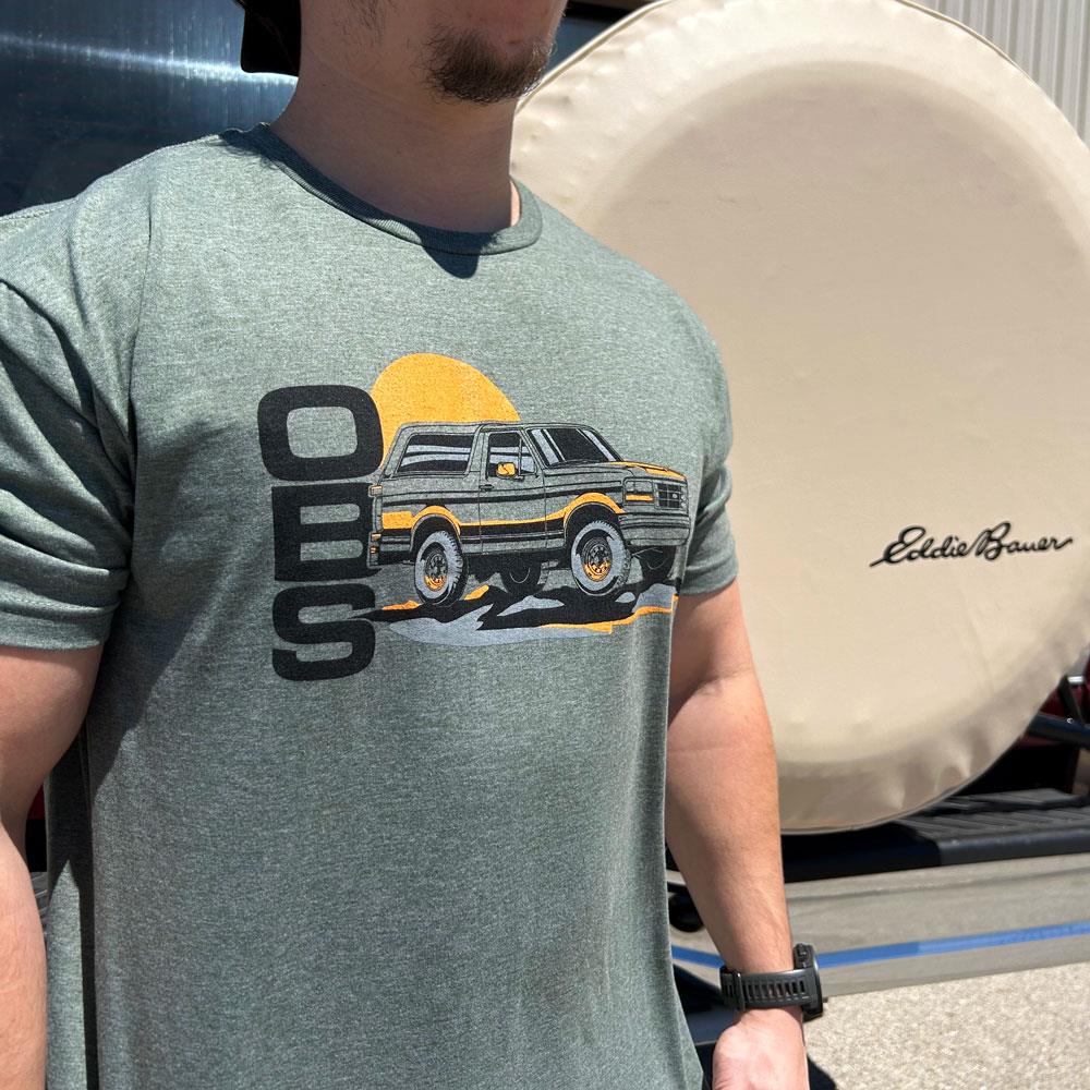 LMR OBS Bronco Retro Sun T-Shirt - Extra Large  - Olive Green