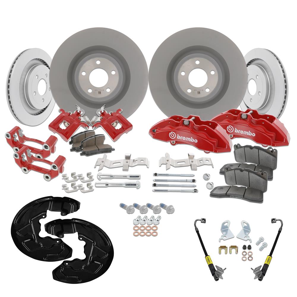 Ford Mustang Disc Brake Caliper Kit Brembo OE Red 2019 Bullitt Style W/  Brackets GT 2015-2022