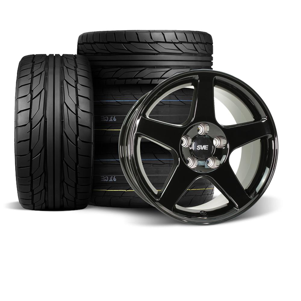 1994-04 Mustang SVE 03 Cobra Wheel & Drag Radial Nitto Tire Kit - 17x9/10.5 - Black