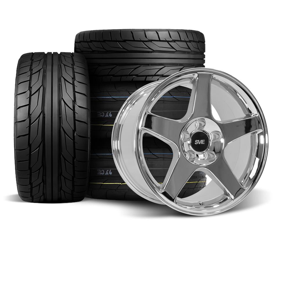 1994-04 Mustang SVE 03 Cobra Wheel & Drag Radial Nitto Tire Kit - 17x9/10.5 - Chrome