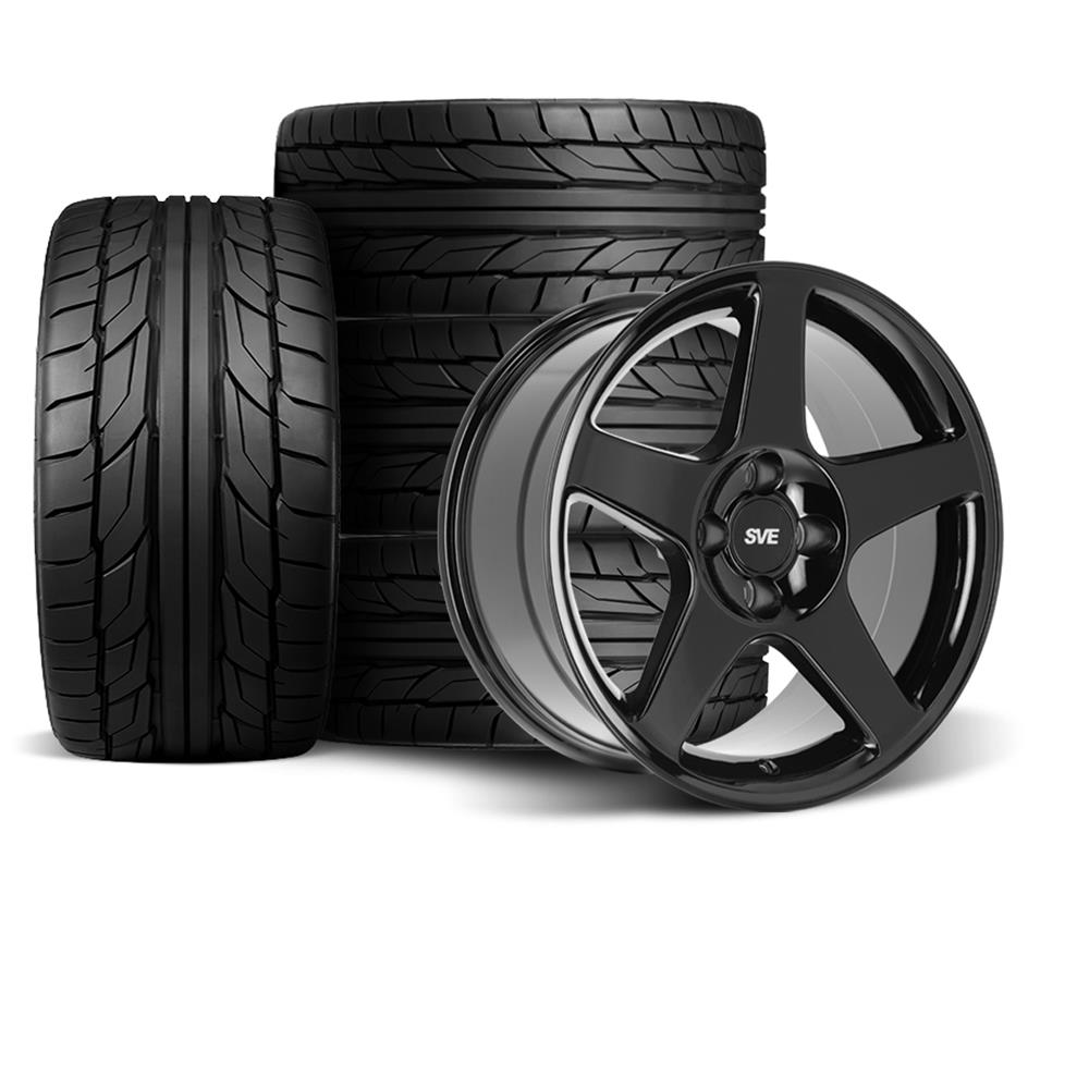 1979-93 Mustang SVE 4 Lug 03 Cobra Wheel & Nitto Tire Kit  - 17x8/9  - Black