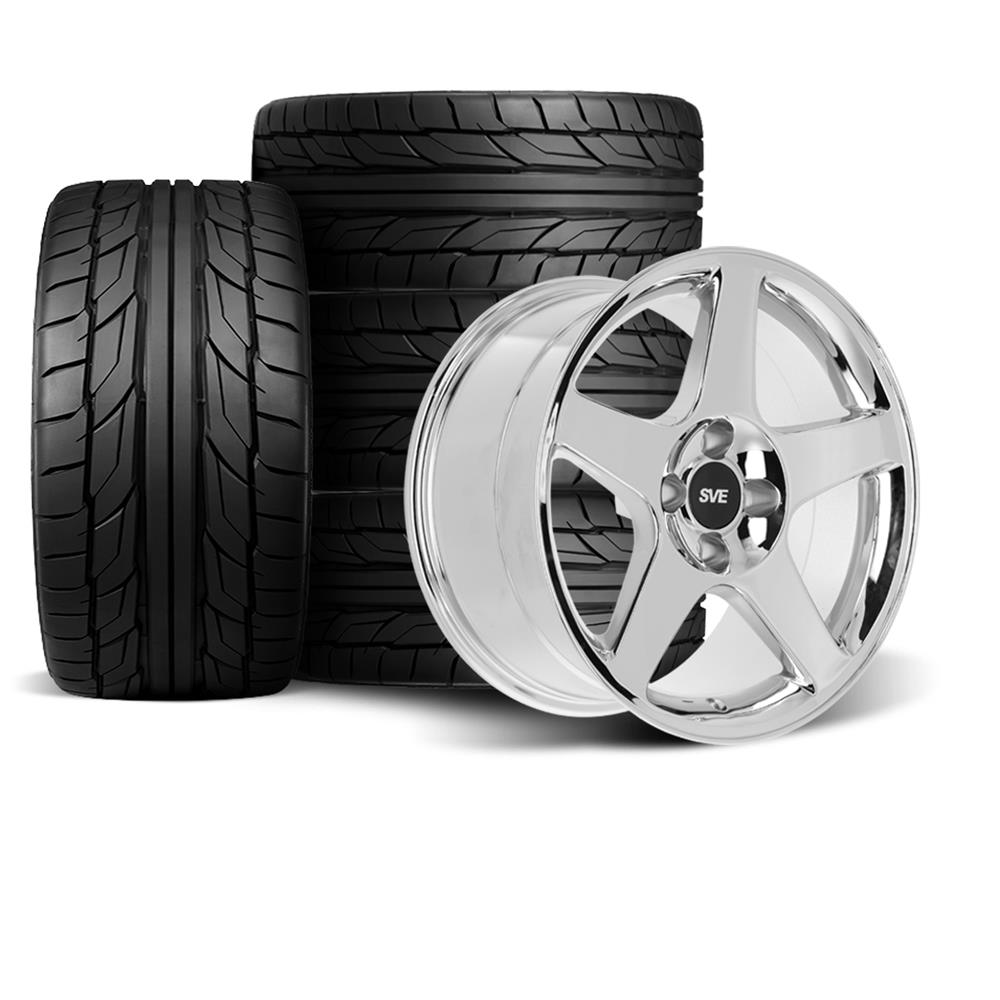 1979-93 Mustang SVE 4 Lug 03 Cobra Wheel & Nitto Tire Kit - 17x8/9  - Chrome