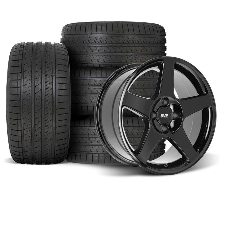 1979-93 Mustang SVE 4 Lug 03 Cobra Wheel & Sumitomo Tire Kit - 17x8  - Black