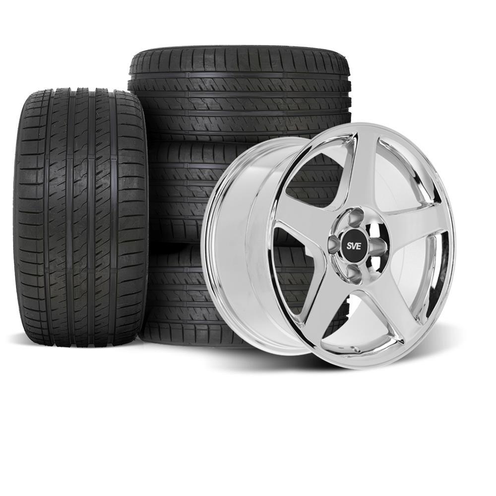 1979-93 Mustang SVE 4 Lug 03 Cobra Wheel & Sumitomo Tire Kit - 17x8  - Chrome