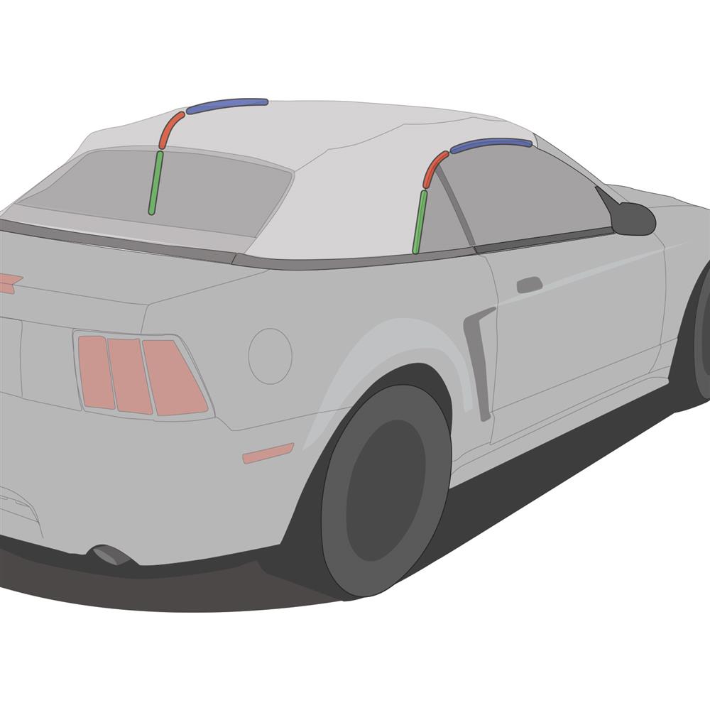 2001-04 Mustang Convertible Top Side Rail Weather Strip Kit