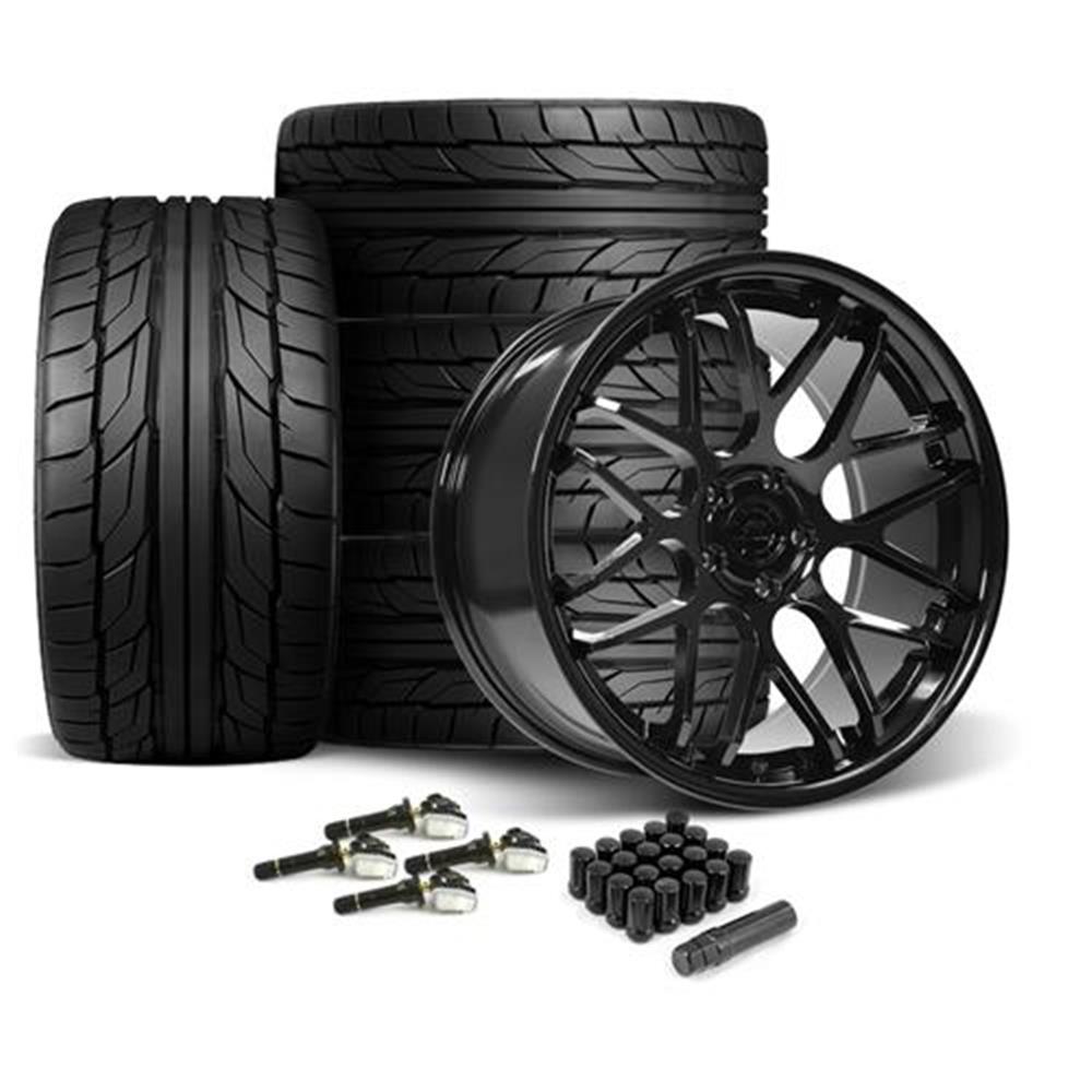 2024-26 Mustang Downforce Wheel & Nitto Tire Kit - 20x8.5 & 20x10  - Gloss Black