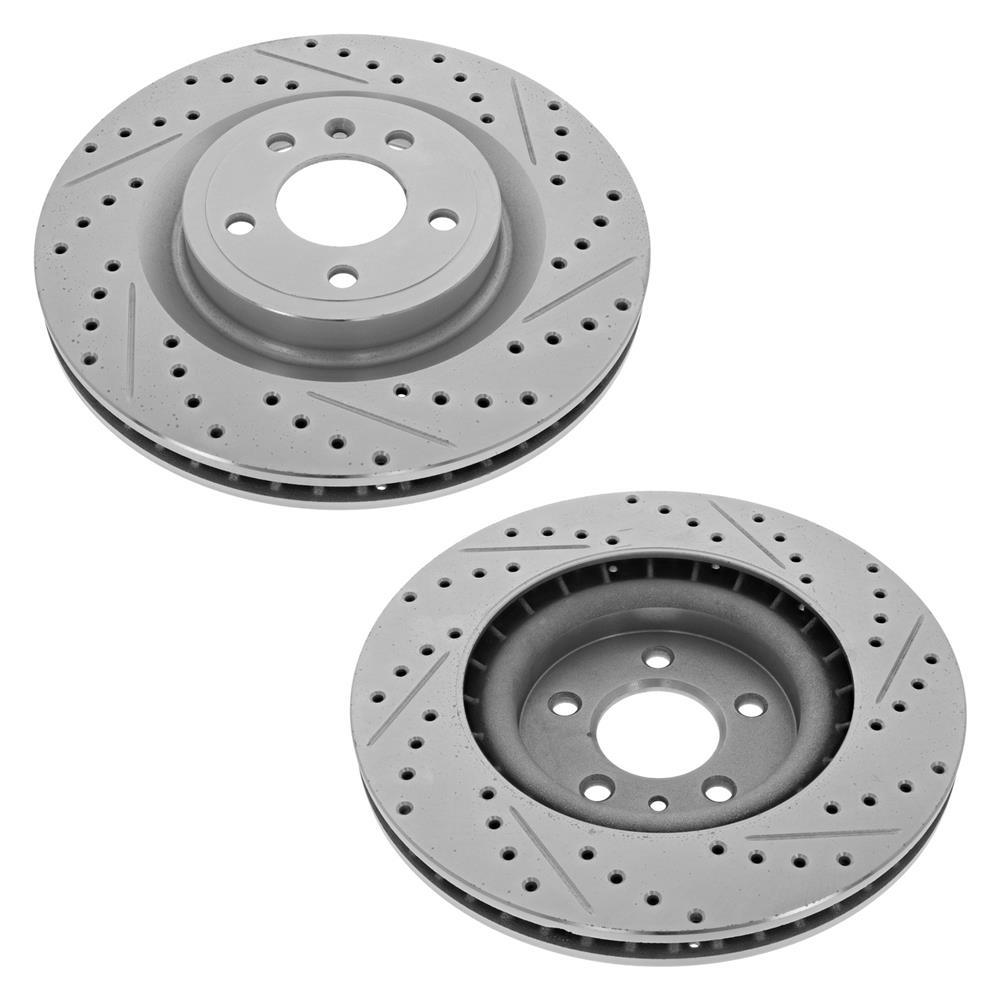 2011-2014 Mustang Front Brake Rotors - Drilled & Slotted V6/GT