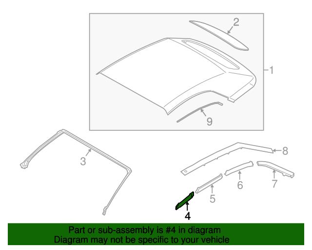 2016-2023 Mustang Top Side Rail Weatherstrip - Front - RH - After 01/10/16 - Convertible