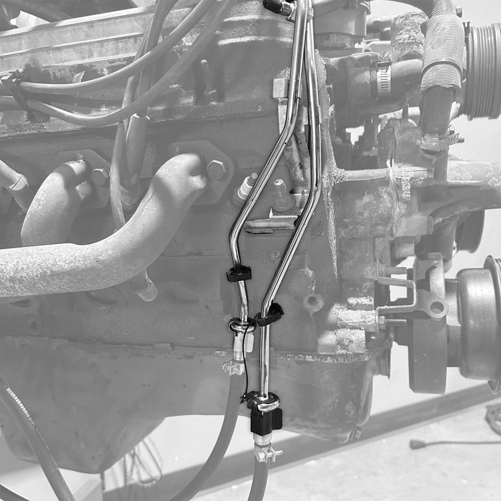 1986-93 Mustang Fuel Rail Extension Lines w/ Clips 5.0